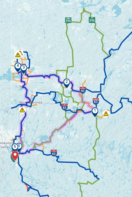 Carte de l'itinéraire de 3 jours de Craig Nicholson