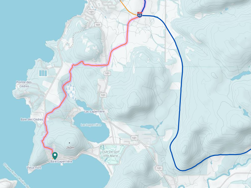 Carte motoneige montrant l'accès à La Bannik